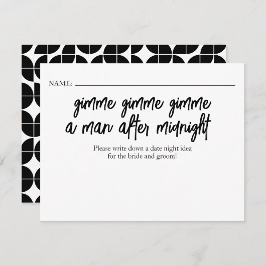 結婚前のお祝いゲーム - デートナイトのアイデア (正面/裏面)