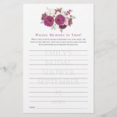 結婚前のお祝いゲーム 誰の記憶 バーガンディ フラワーズ (正面)