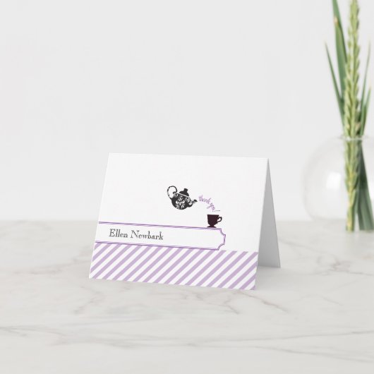 結婚前のお茶会 感謝カード - 紫 (正面)