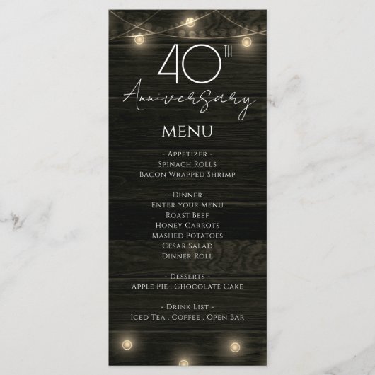 結婚創立40周年木素朴灯 メニュー (正面)