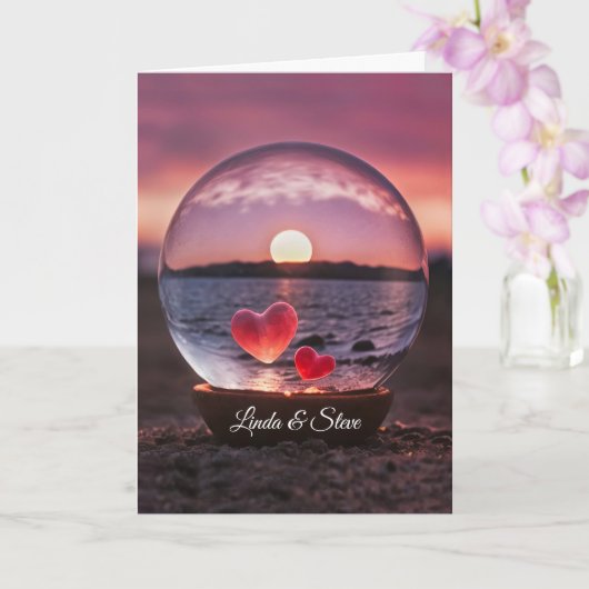 結婚名前をカスタムするハート カード (蘭)