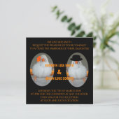 結婚名言付きのゼブラフィンチのウェディング 招待状 (スタンド正面)