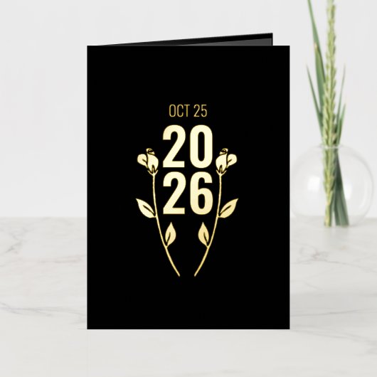 結婚周年折り箔フォトカード 箔グリーティングカード (正面)