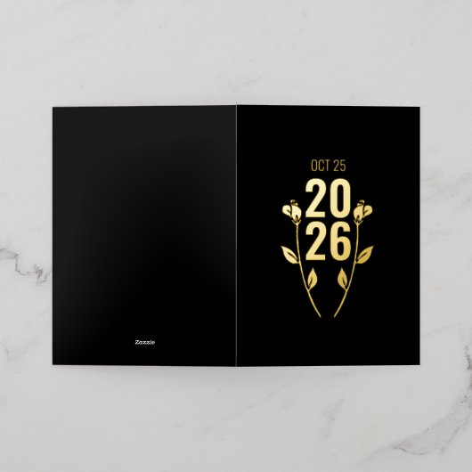 結婚周年折り箔フォトカード 箔グリーティングカード (外側レイダウン)