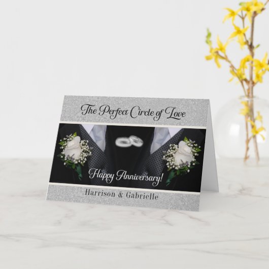 結婚周年記念の二つのルームズタキシス カード (黄色い花)