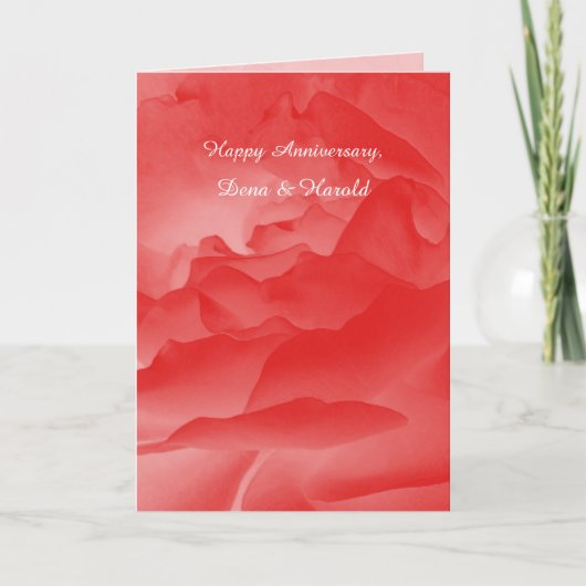 結婚周年記念グリーティングカードコーラルピンクローズ カード (正面)