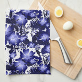 結婚周年記念グレーサテンリボン真珠フローラ キッチンタオル (四つ折り)