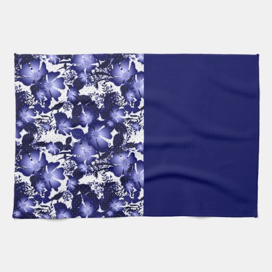 結婚周年記念グレーサテンリボン真珠フローラ キッチンタオル (横)