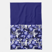 結婚周年記念グレーサテンリボン真珠フローラ キッチンタオル (縦)