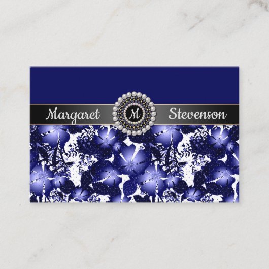 結婚周年記念グレーサテンリボン真珠フローラ 名刺 (正面)