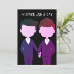 結婚周年記念ゲイメンズカップルロマンチック引用文 カード<br><div class="desc">永遠に1日。私はあなたとどれくらい一緒に過ごしたい。一緒に結婚ゲイカップルの美し祝い記念日カード。紫色のタキシードを着た2人のブルネットの男性を備えている。かわいいLGBTのグリーティングカー得ド。</div>