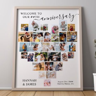結婚周年記念スクリプトハート写真コラージュ ポスター