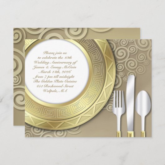 結婚周年記念ディナーフォーマル招待状 招待状 (正面/裏面)