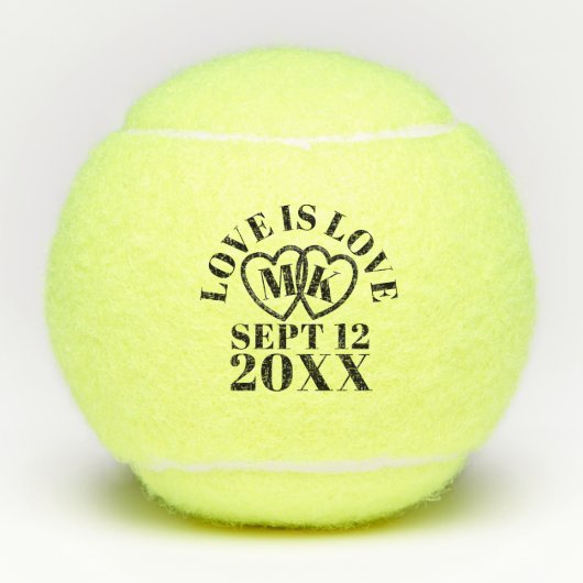 結婚周年記念ハートモノグラムテニスボール テニスボール (正面)