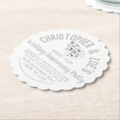 結婚周年記念パーティの招待状チケット ペーパーコースター (アングル)