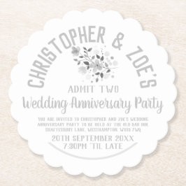 結婚周年記念パーティの招待状チケット ペーパーコースター