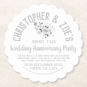 結婚周年記念パーティの招待状チケット ペーパーコースター