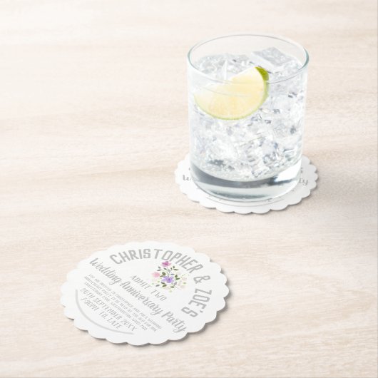 結婚周年記念パーティの招待状チケット ペーパーコースター (インサイチュ)