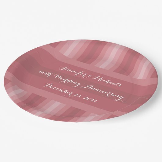 結婚周年記念パーティーブライダルシャワーほこりっぽいバラ ペーパープレート (アングル)