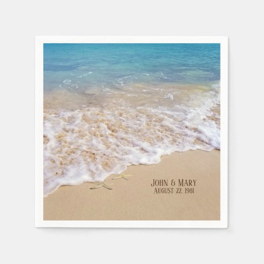 結婚周年記念ヒトデ スタンダードカクテルナプキン (正面)