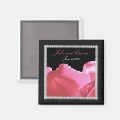 結婚周年記念ピンクローズ花びら マグネット (正面/裏面)