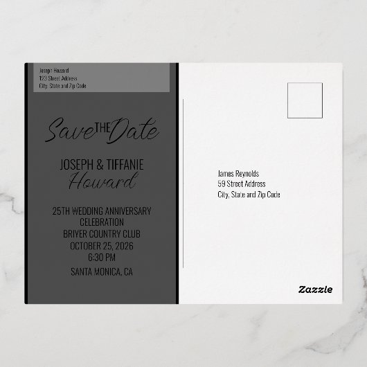 結婚周年記念フォイル招待状はがき 箔招待状ポストカード (裏面)