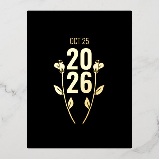 結婚周年記念フォイル招待状はがき 箔招待状ポストカード (正面)