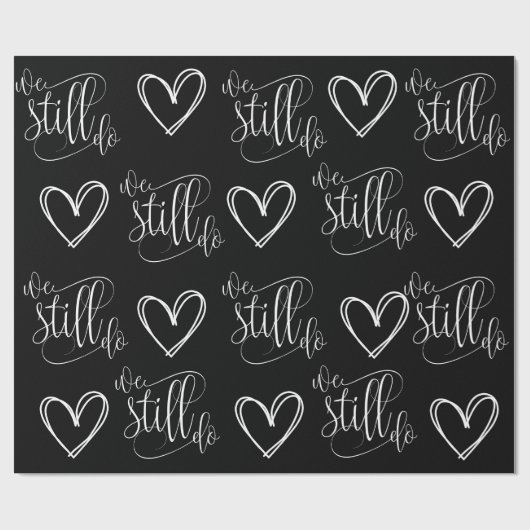 結婚周年記念ブラックハート ラッピングペーパー (フラット)