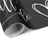 結婚周年記念ブラックハート ラッピングペーパー (ロールコーナー)