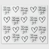 結婚周年記念ブラック&ホワイトテーマ ラッピングペーパー (フラット)