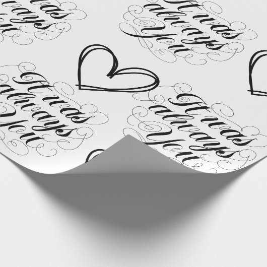 結婚周年記念ブラック&ホワイトテーマ ラッピングペーパー (角)