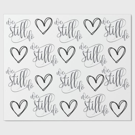 結婚周年記念ブラック&ホワイトテーマ ラッピングペーパー (フラット)