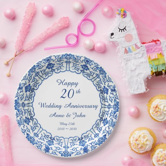 結婚周年記念ブルーアジア – パーティー紙プレート ペーパープレート (パーティー)