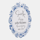 結婚周年記念ブルー花模様 オーナメントカード (右)