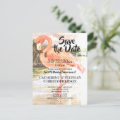 結婚周年記念ヴィンテージピンクフラミンゴ芸術的 案内ポストカード (スタンド正面)