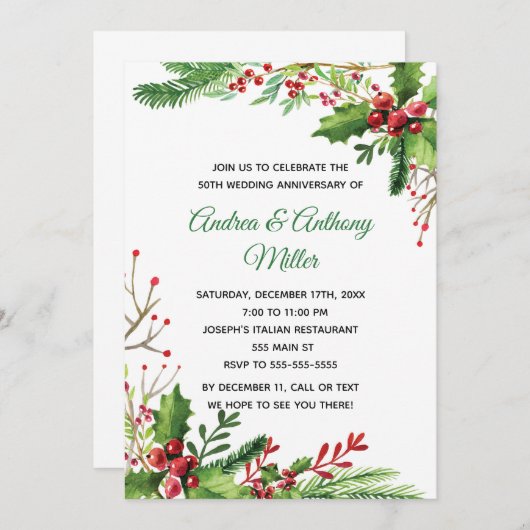 結婚周年記念招待状植物学フローラ 招待状 (正面/裏面)