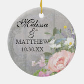 結婚周年記念素朴カントリーシックフローラアート セラミックオーナメント (裏面)