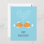 結婚周年記念結婚したカップルハート魚 ポストカード (正面/裏面)