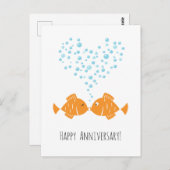 結婚周年記念結婚したカップルハート魚 ポストカード (正面/裏面)