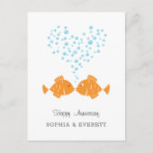 結婚周年記念結婚したカップルハート魚 ポストカード (正面)