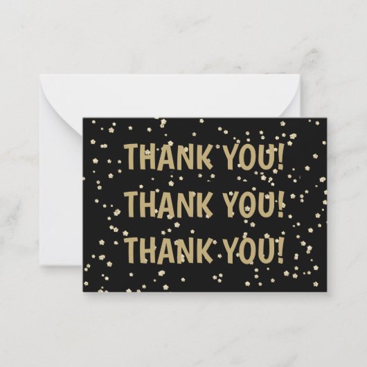 結婚周年記念金ゴールドグリッターサンキュー ノートカード (正面)