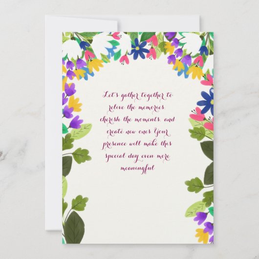 結婚周年記念 招待状 (裏面)