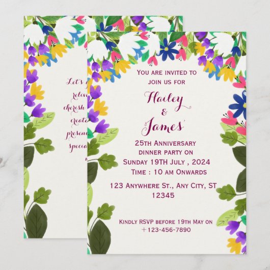 結婚周年記念 招待状 (正面/裏面)