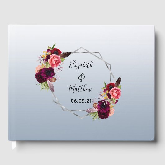 結婚埃の多い青い銀幾何学フローラ ゲストブック (正面)