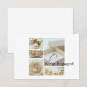 結婚報告の白いコラージュ発表 案内状 (正面/裏面)