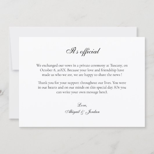 結婚報告はがき 案内状 (裏面)