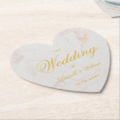 結婚大理石金ゴールド書エレガントハート ペーパーコースター (アングル)