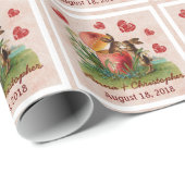 結婚夫婦かわいいヴィンテージうさぎキスをするA24 ラッピングペーパー (ロールコーナー)