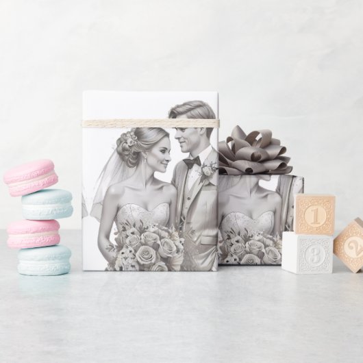 結婚夫婦の新郎新婦 ラッピングペーパー (ベビーシャワー)