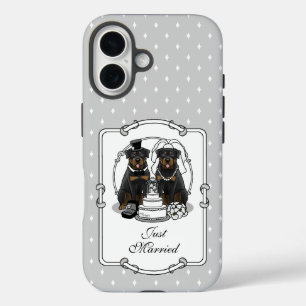 結婚夫婦ロットワイラー新郎新婦 iPhone 16ケース
